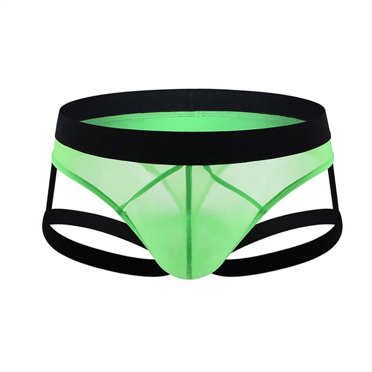 Double waistband sexy custom male briefs green color thin fabric solid color ecofriendly dyeing seamless